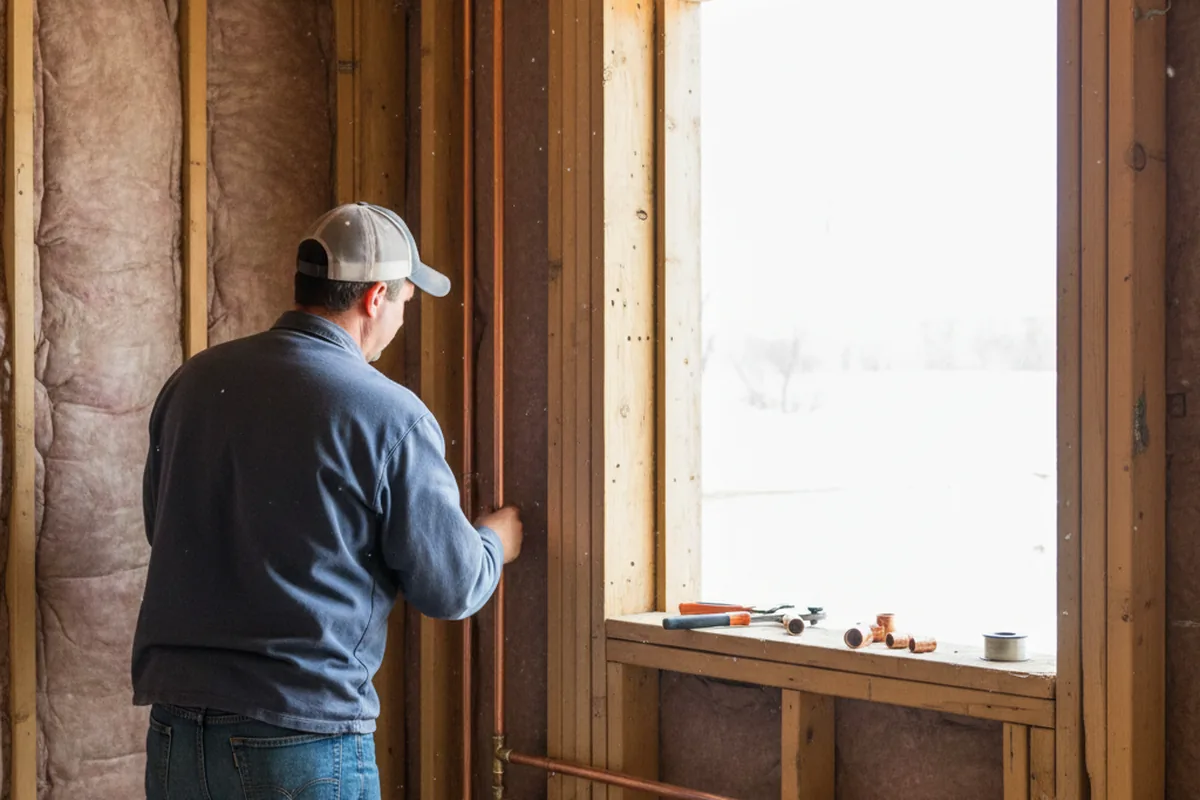 Licensed plumber running new copper supply lines in a Lookout Mountain home